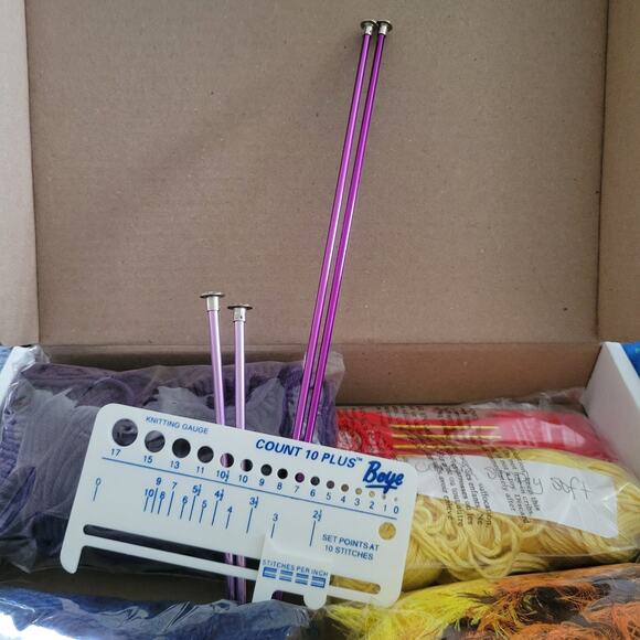 Yarn + Knitting Tool Bundle: 6 Skeins + Boye Needles & Gauge - Picture 9 of 9